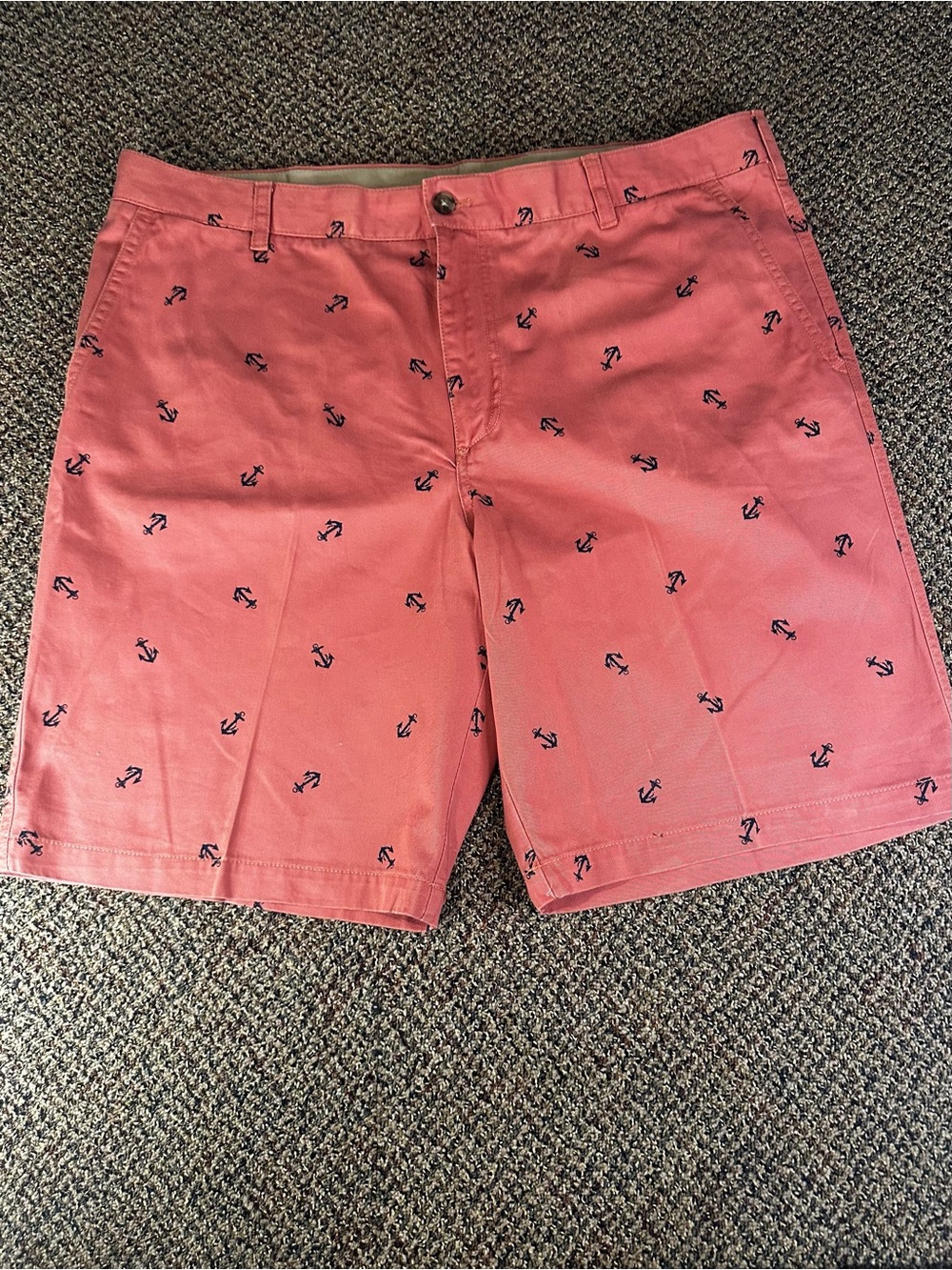 Izod Coral Shorts with Navy Anchor Print
